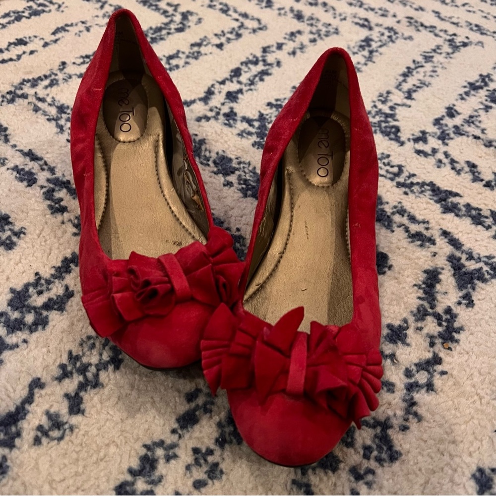 COPY - Me Too Suede Wedges- red 9.5